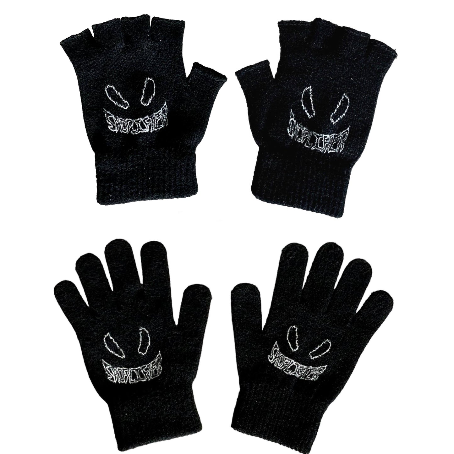 Evil Face Gloves (Black)